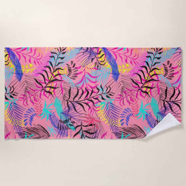 Tropical Leaves Beach Towel (Front)