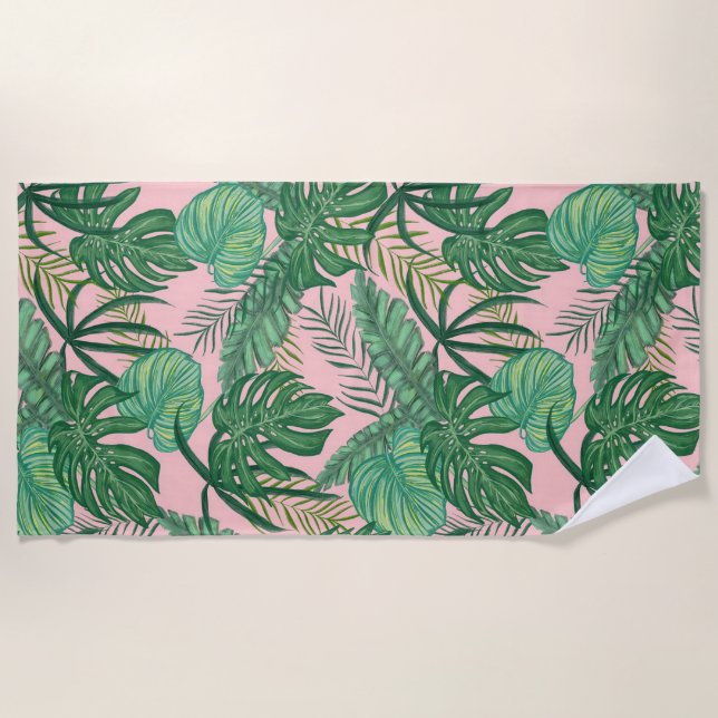 Tropical Leaves Beach Towel (Front)