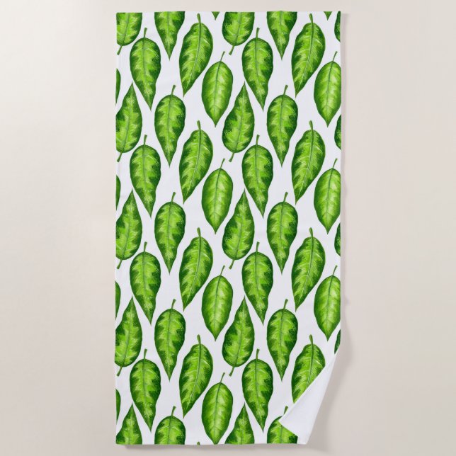 Tropical leaves beach towel (Front)