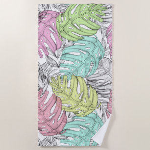 Tropical Leaves Beach Towel