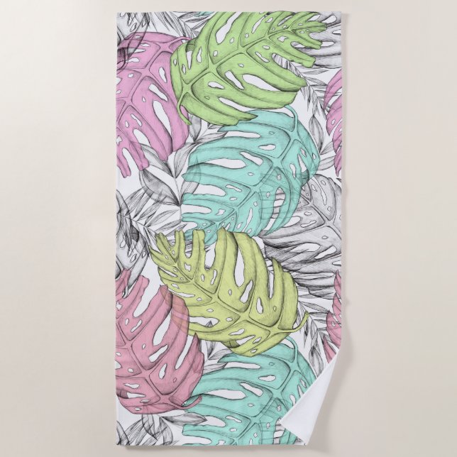 Tropical Leaves Beach Towel (Front)