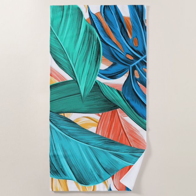 Tropical Leaves Beach Towel (Front)