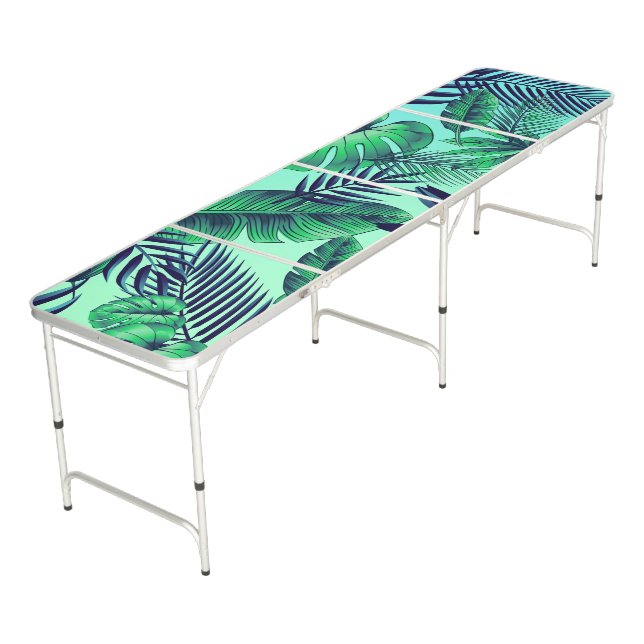 Tropical Leaves Beer Pong Table (Angled)