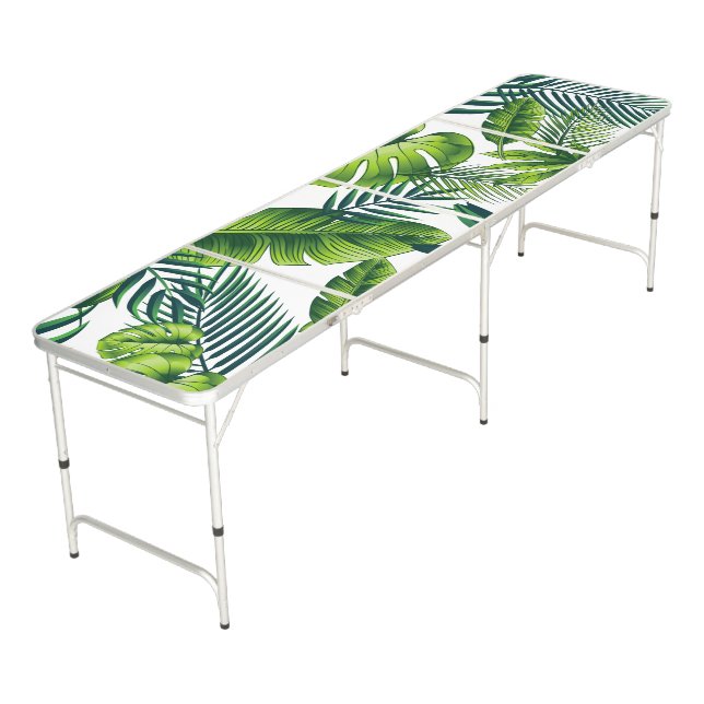Tropical Leaves Beer Pong Table (Angled)