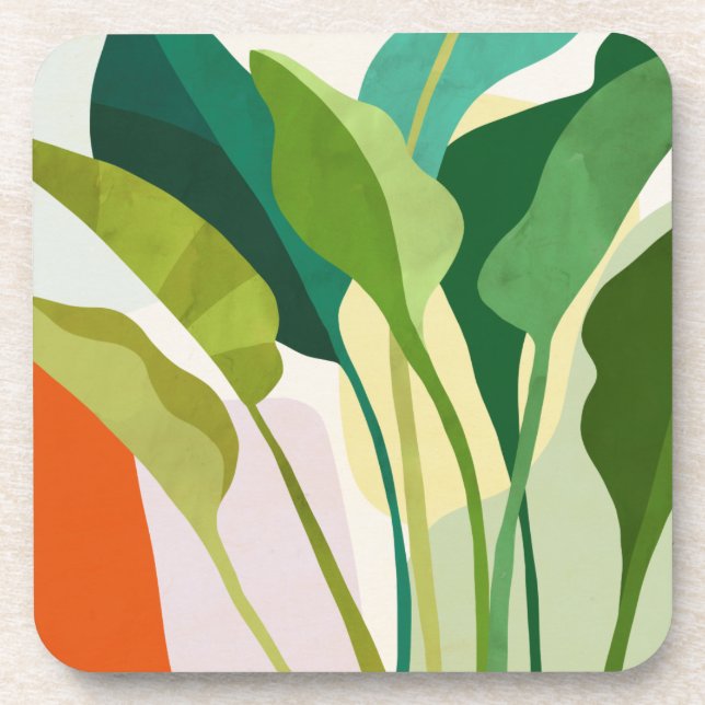 Tropical Leaves Beverage Coaster (Front)