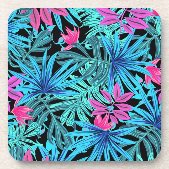 Tropical Leaves Beverage Coaster (Front)