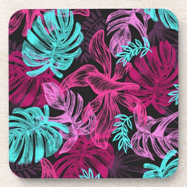 Tropical Leaves Beverage Coaster (Front)