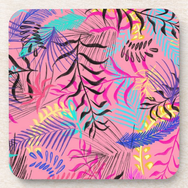 Tropical Leaves Beverage Coaster (Front)