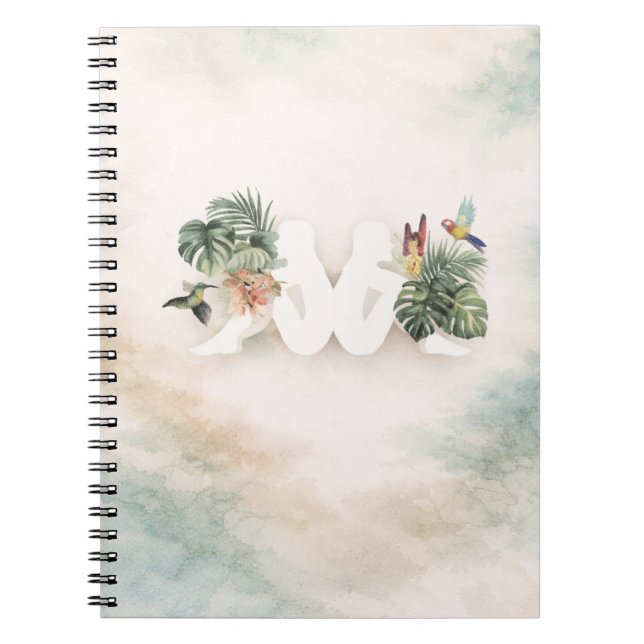 Tropical Leaves & Birds Aesthetic Design  Notebook (Front)