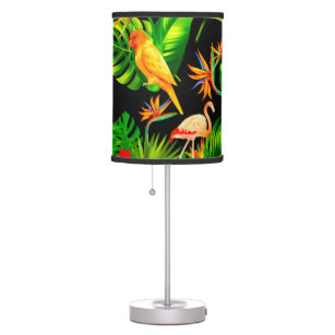 Tropical leaves birds rainforest  table lamp