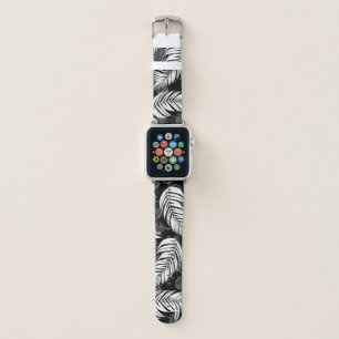 Tropical Leaves Black and White Hand Drawn Apple Watch Band