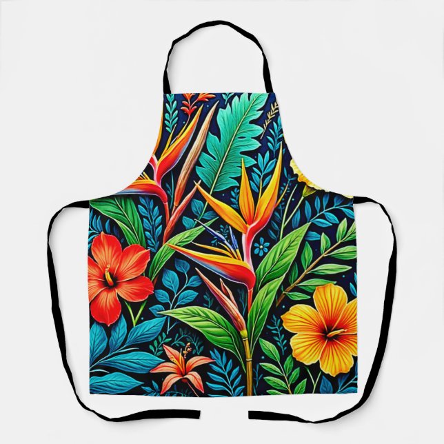Tropical Leaves Bloom Art Apron (Front)