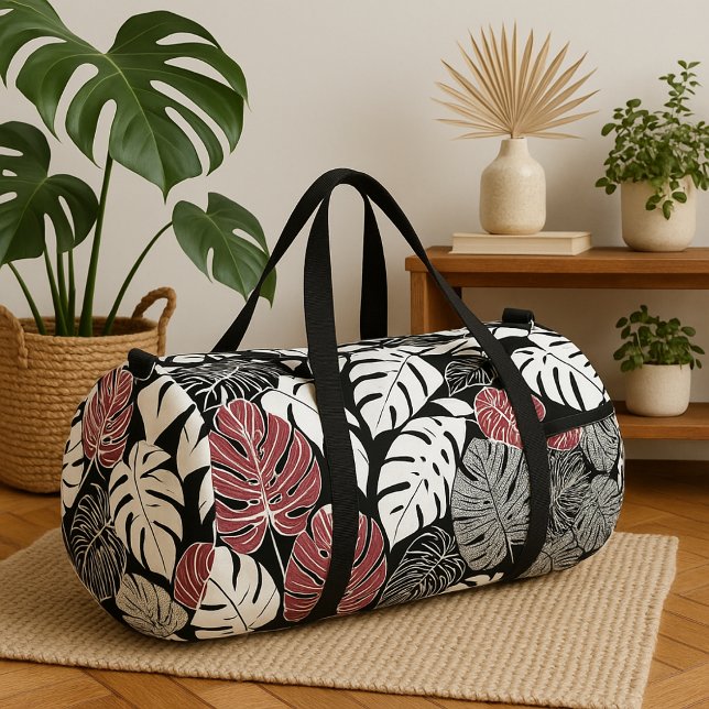 Tropical leaves bold exotic modern edgy botanical duffle bag (Creator Uploaded)
