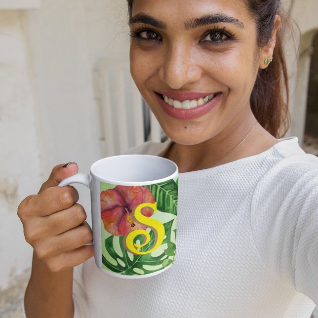 Tropical leaves Botanical jungle frog Coffee Mug (Botanical mug
)