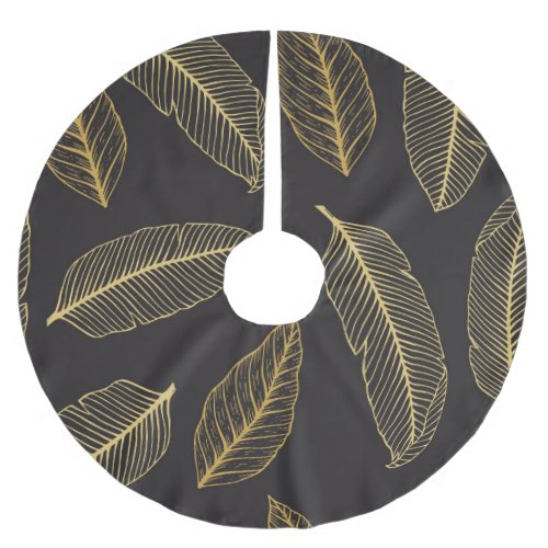 Tropical Leaves Botanical Seamless Pattern Brushed Polyester Tree Skirt