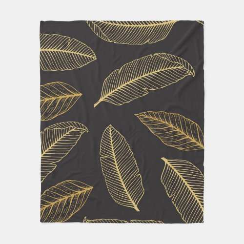 Tropical Leaves Botanical Seamless Pattern Fleece Blanket
