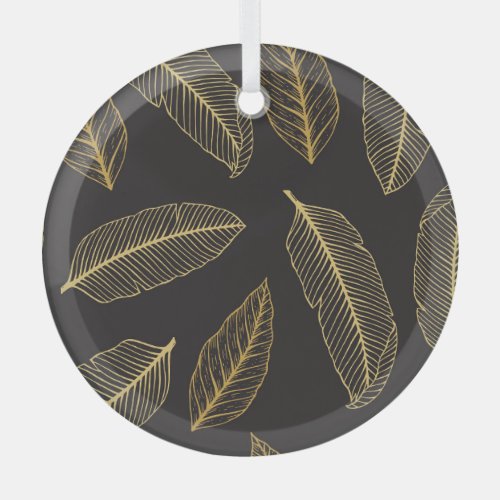 Tropical Leaves Botanical Seamless Pattern Glass Ornament