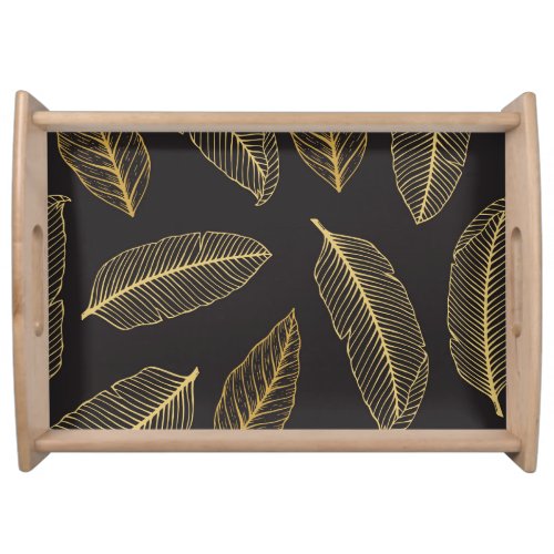 Tropical Leaves Botanical Seamless Pattern Serving Tray