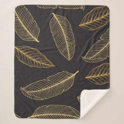 Tropical Leaves Botanical Seamless Pattern Sherpa Blanket