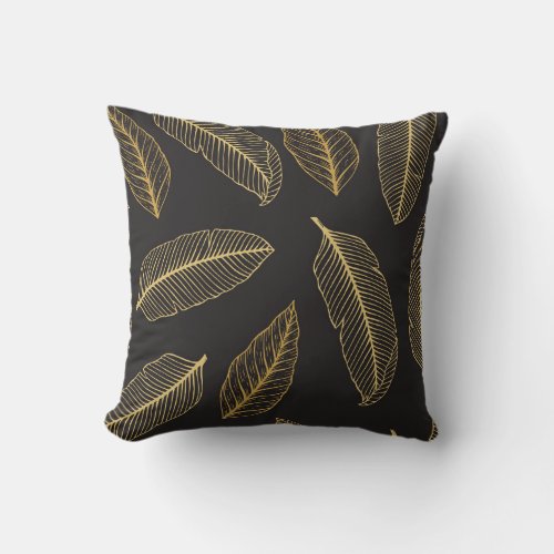 Tropical Leaves Botanical Seamless Pattern Throw Pillow