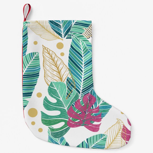 Tropical leaves. Botanical seamless pattern. Vinta Small Christmas Stocking (Front)