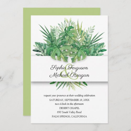 Tropical Leaves Botanical Wedding Invitations