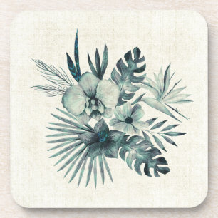 Tropical leaves bouquet coaster
