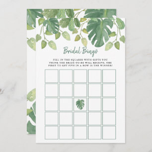 Tropical Leaves   Bridal Shower Bingo Game Invitation