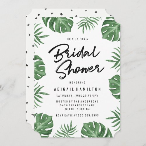 Tropical Leaves  Bridal Shower Invitation