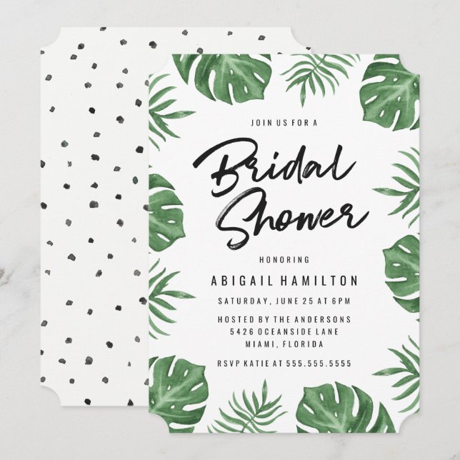 Tropical Leaves | Bridal Shower Invitation (Front/Back)