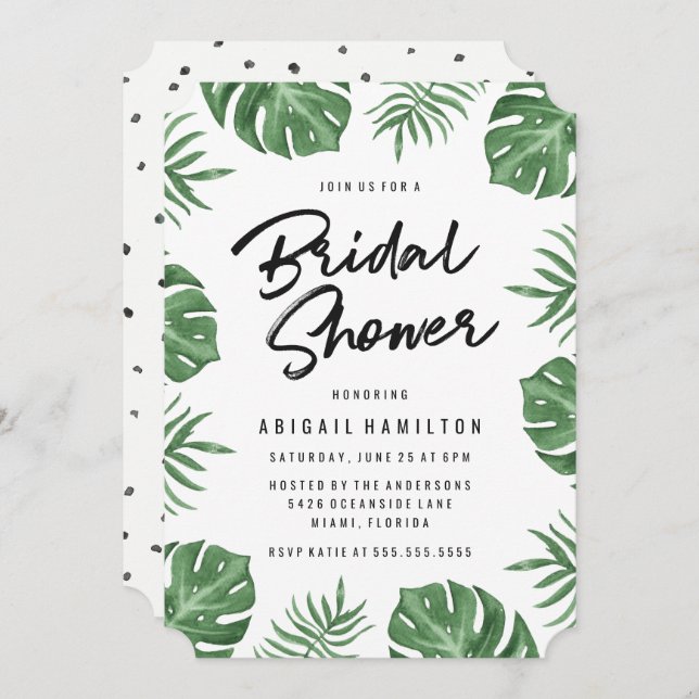 Tropical Leaves | Bridal Shower Invitation (Front/Back)