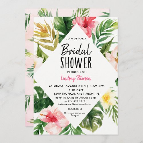 Tropical Leaves Bridal Shower Invitation Card