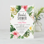 Tropical Leaves Bridal Shower Invitation Card (Standing Front)