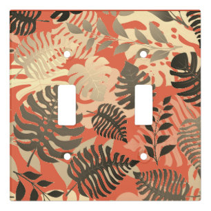 Tropical Leaves Browns and Clay Light Switch Cover