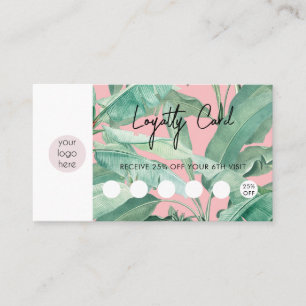 Tropical Leaves Business Logo QR Code Loyalty Business Card