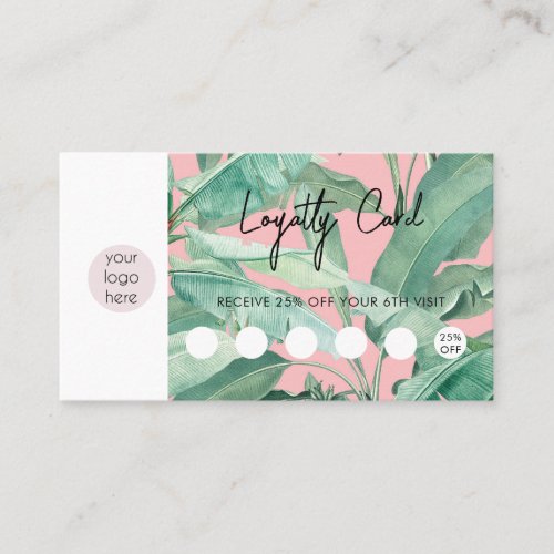 Tropical Leaves Business Logo QR Code Loyalty  Business Card