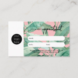 Tropical Leaves Business Next Appointment Card