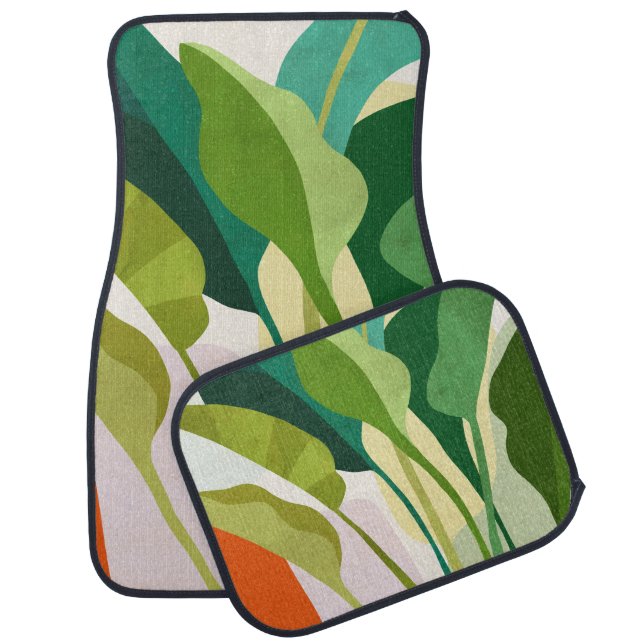Tropical Leaves Car Floor Mat (Set)