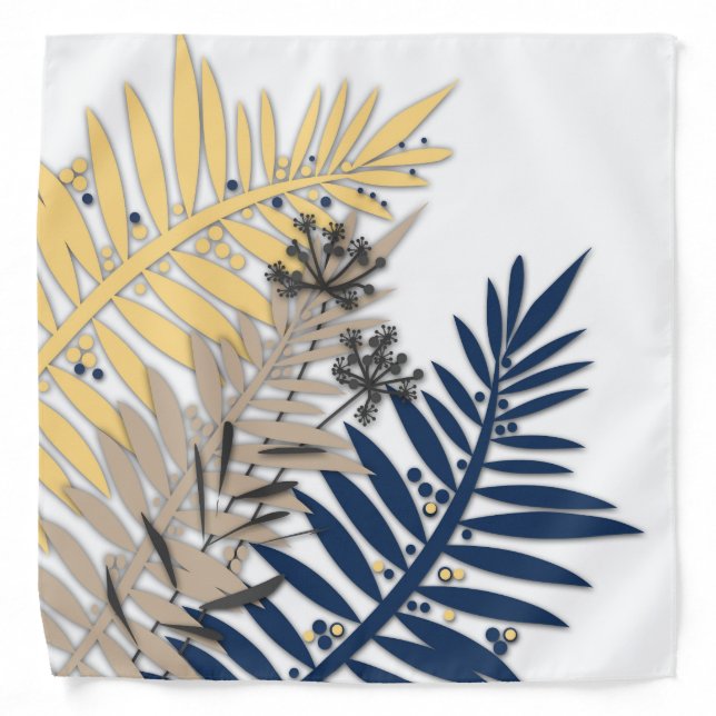 Tropical leaves cartoon abstract in beige colors bandana (Front)
