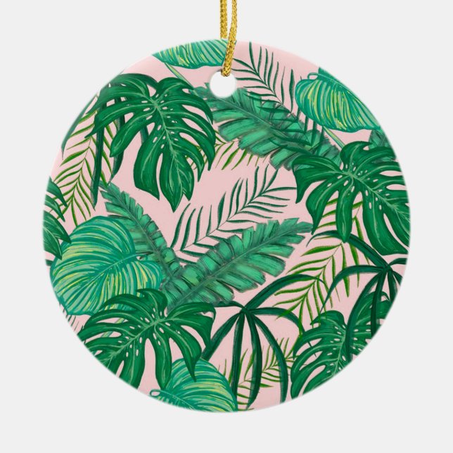 Tropical Leaves Ceramic Ornament (Front)