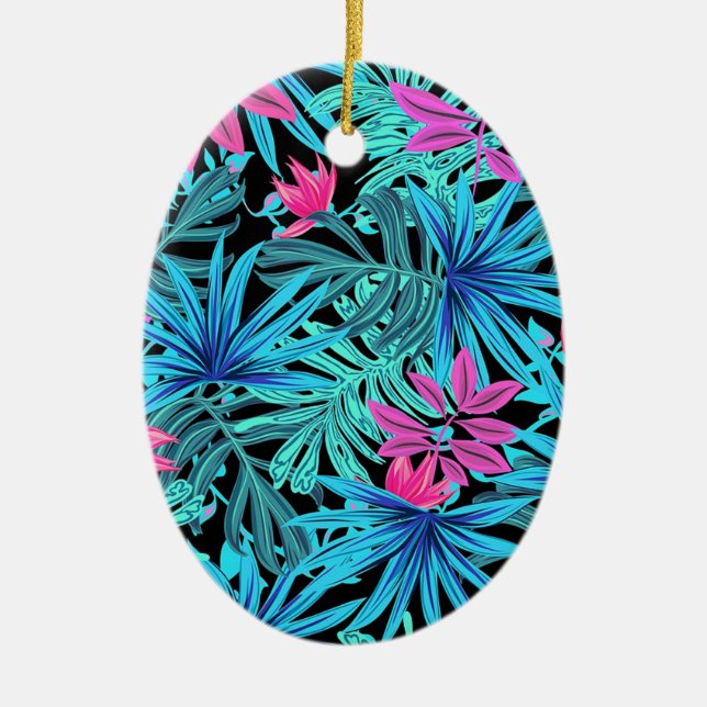Tropical Leaves Ceramic Ornament (Front)