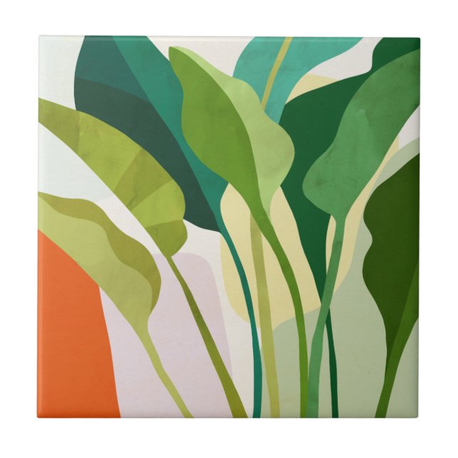 Tropical Leaves Ceramic Tile (Front)
