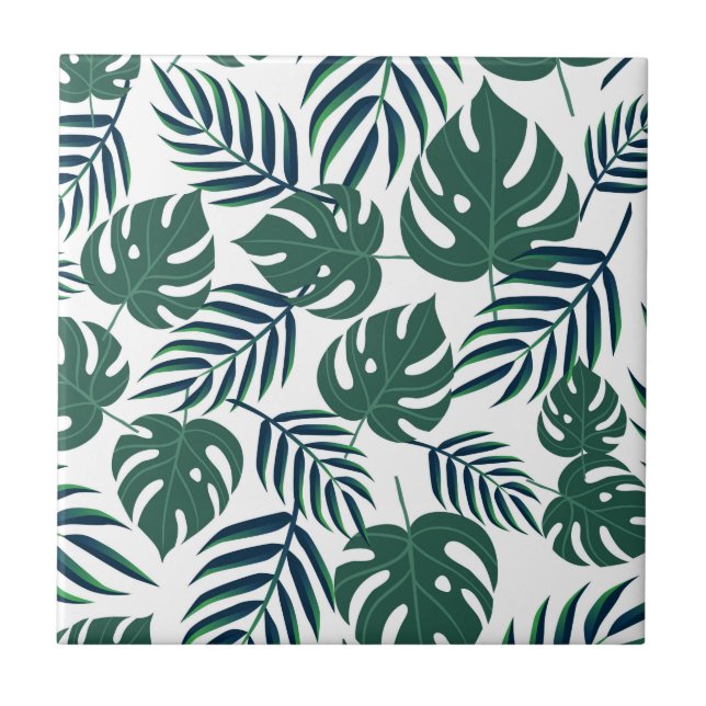 Tropical Leaves Ceramic Tile (Front)
