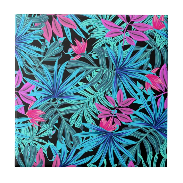 Tropical Leaves Ceramic Tile (Front)