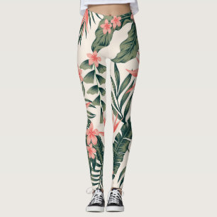 Tropical leaves, cheerful beach wallpaper. leggings