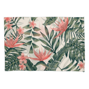 Tropical leaves, cheerful beach wallpaper. pillow case