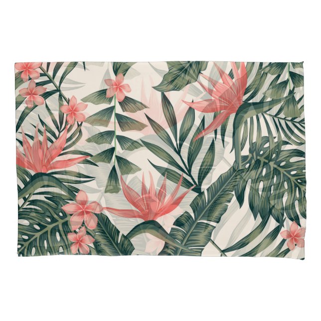 Tropical leaves, cheerful beach wallpaper. pillow case (Front)