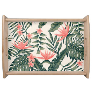 Tropical leaves, cheerful beach wallpaper. serving tray