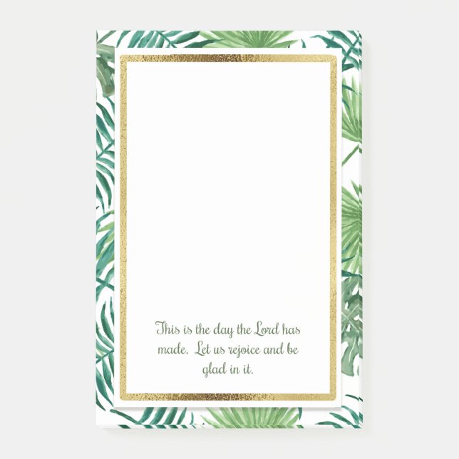 Tropical Leaves Christian Bible Verse Post It Post-it Notes (Front)
