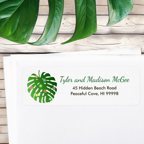 Tropical Leaves Christmas Lights Fun Beach Holiday Label